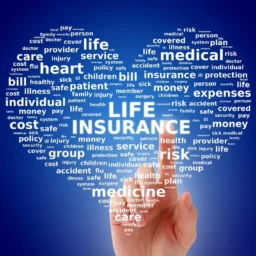 Life insurance keywords forming a heart shape